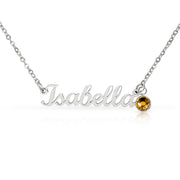 Polished Stainless Steel – Customize Name Necklace with Birthstone November