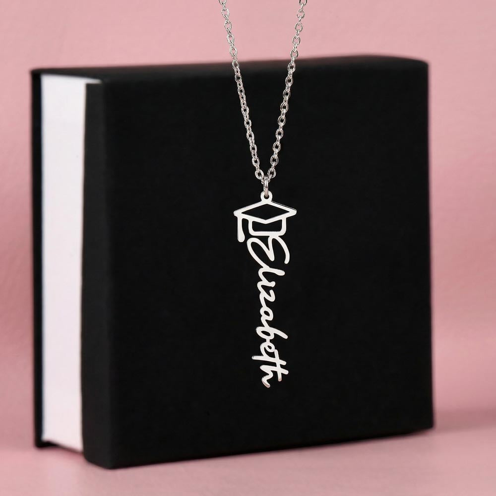 Polished Stainless Steel – Graduation Cap Name Necklace Box