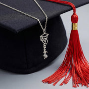 Polished Stainless Steel – Graduation Cap Name Necklace Silver Lifestyle 1