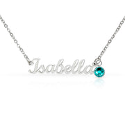 Polished Stainless Steel – Customize Name Necklace with Birthstone December