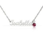 Polished Stainless Steel – Customize Name Necklace with Birthstone February