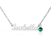 Polished Stainless Steel – Customize Name Necklace with Birthstone May