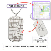 Engraved Map Dog Tag Necklace for Son