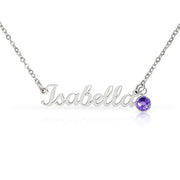 Polished Stainless Steel – Customize Name Necklace with Birthstone June