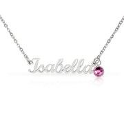 Polished Stainless Steel – Customize Name Necklace with Birthstone October