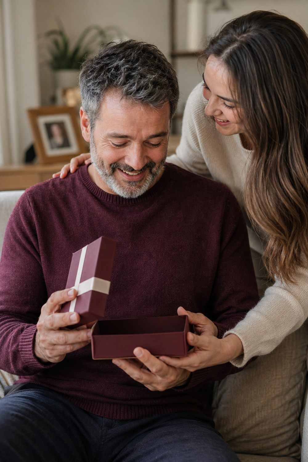Father receiving a meaningful gift from his daughter