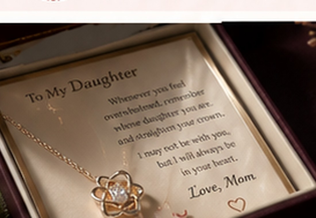 Sentimental message card necklace in a gift box